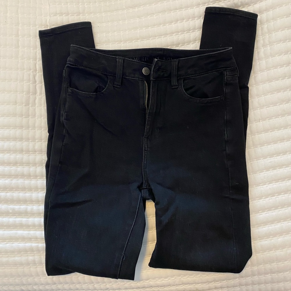 Black American Eagle Super High Rise Jeggings